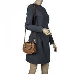 Pre Owned Chloe Brown Leather Small Nile Bracelet Shoulder Bag