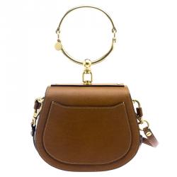 Pre Owned Chloe Brown Leather Small Nile Bracelet Shoulder Bag