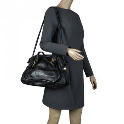 Pre Owned Chloe Black Leather Medium Paraty Shoulder Bag