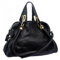 Pre Owned Chloe Black Leather Medium Paraty Shoulder Bag