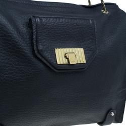 مملوكة مسبقًا حقيبة كلوي سالي جلد أسود بجيب أمامي