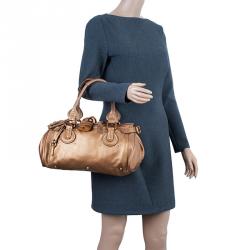 Pre Owned Chloe Bronze Leather Medium Paddington Satchel Bag