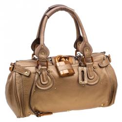 Pre Owned Chloe Bronze Leather Medium Paddington Satchel Bag