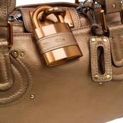 Pre Owned Chloe Bronze Leather Medium Paddington Satchel Bag