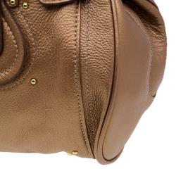Pre Owned Chloe Bronze Leather Medium Paddington Satchel Bag