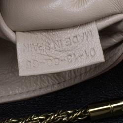 Pre Owned Chloe Beige/Black Leather Small June Bow Shoulder Bag