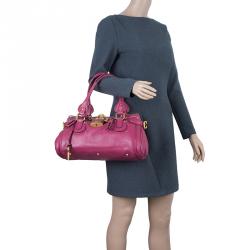 Pre Owned Chloe Dark Fuchsia Leather Medium Paddington Satchel Bag