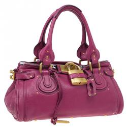 Pre Owned Chloe Dark Fuchsia Leather Medium Paddington Satchel Bag
