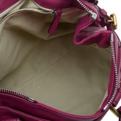 Pre Owned Chloe Dark Fuchsia Leather Medium Paddington Satchel Bag