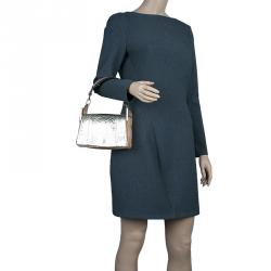 مملوكة مسبقًا Chloe Gold/Beige Python and Leather Small Jade Shoulder Bag