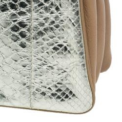 مملوكة مسبقًا Chloe Gold/Beige Python and Leather Small Jade Shoulder Bag