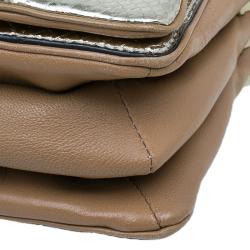 مملوكة مسبقًا Chloe Gold/Beige Python and Leather Small Jade Shoulder Bag