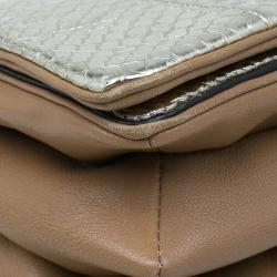 مملوكة مسبقًا Chloe Gold/Beige Python and Leather Small Jade Shoulder Bag