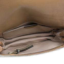 مملوكة مسبقًا Chloe Gold/Beige Python and Leather Small Jade Shoulder Bag