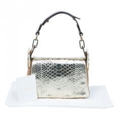 مملوكة مسبقًا Chloe Gold/Beige Python and Leather Small Jade Shoulder Bag