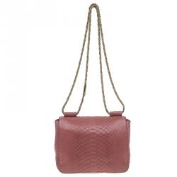 مملوكة مسبقًا حقيبة كلوي إلسي جلد ثعبان وردي مربعة