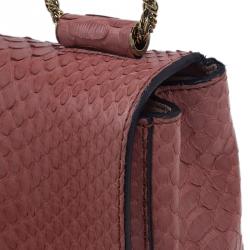 مملوكة مسبقًا حقيبة كلوي إلسي جلد ثعبان وردي مربعة