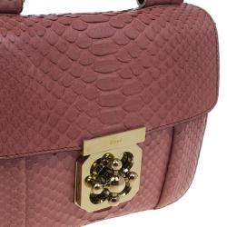 مملوكة مسبقًا حقيبة كلوي إلسي جلد ثعبان وردي مربعة