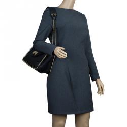 مملوكة مسبقًا Chloe Black Pebbled Leather Medium Sally Flap Shoulder Bag