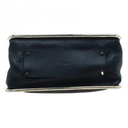 مملوكة مسبقًا Chloe Black Pebbled Leather Medium Sally Flap Shoulder Bag