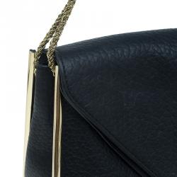 مملوكة مسبقًا Chloe Black Pebbled Leather Medium Sally Flap Shoulder Bag