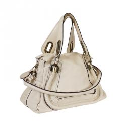 Pre Owned Chloe Ivory Leather Small Paraty Shoulder Bag