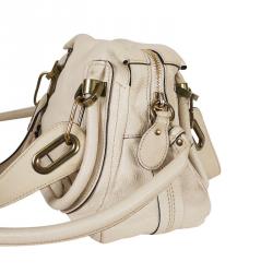 Pre Owned Chloe Ivory Leather Small Paraty Shoulder Bag