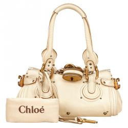 Pre Owned Chloe White Leather Mini Paddington Satchel