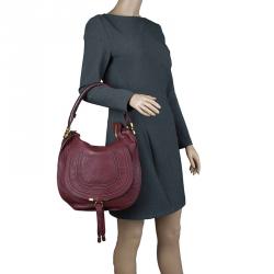 Pre Owned Chloe Burgundy Leather Medium Marcie Hobo