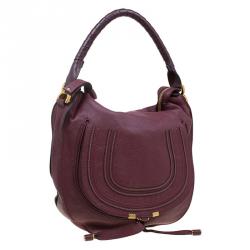 Pre Owned Chloe Burgundy Leather Medium Marcie Hobo