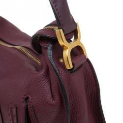 Pre Owned Chloe Burgundy Leather Medium Marcie Hobo