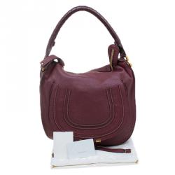Pre Owned Chloe Burgundy Leather Medium Marcie Hobo
