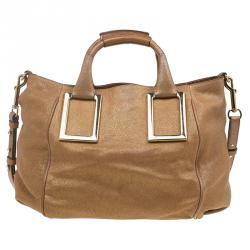 Pre Owned Chloe Metallic Brown Leather Medium Ethel Satchel