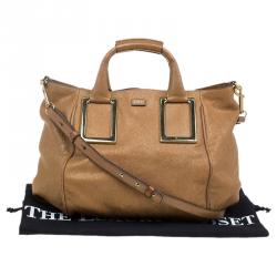 Pre Owned Chloe Metallic Brown Leather Medium Ethel Satchel