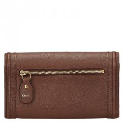 Pre Owned Chloe Brown Leather Paraty Continental Wallet