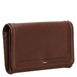 Pre Owned Chloe Brown Leather Paraty Continental Wallet