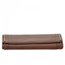 Pre Owned Chloe Brown Leather Paraty Continental Wallet