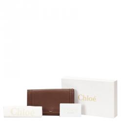 Pre Owned Chloe Brown Leather Paraty Continental Wallet
