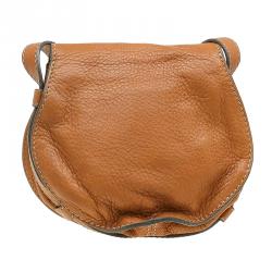 Pre Owned Chloe Brown Pebbled Leather Mini Marcie Crossbody Bag