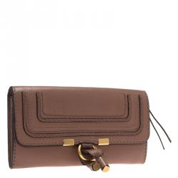Pre Owned Chloe Brown Leather Marcie Long Wallet