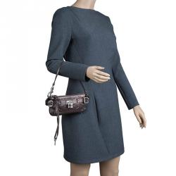 Pre Owned Chloe Metallic Grey Leather Paddington Clutch
