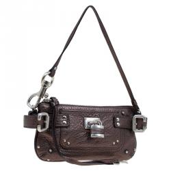Pre Owned Chloe Metallic Grey Leather Paddington Clutch
