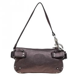 Pre Owned Chloe Metallic Grey Leather Paddington Clutch