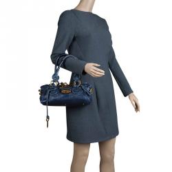 Pre Owned Chloe Blue Leather Mini Paddington Satchel