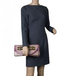 Pre Owned Chloe Purple Leather and Python Trim Limited Edition Clutch