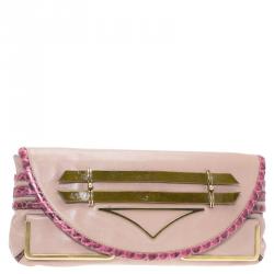Pre Owned Chloe Purple Leather and Python Trim Limited Edition Clutch