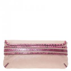 Pre Owned Chloe Purple Leather and Python Trim Limited Edition Clutch