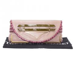 Pre Owned Chloe Purple Leather and Python Trim Limited Edition Clutch