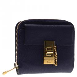 Pre Owned Chloe Purple Leather Drew Compact Wallet