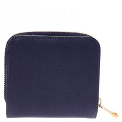 Pre Owned Chloe Purple Leather Drew Compact Wallet